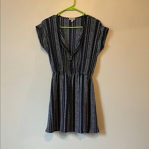 J for Justify Navy & White Striped V-Neck Zip Mini Dress Sz M